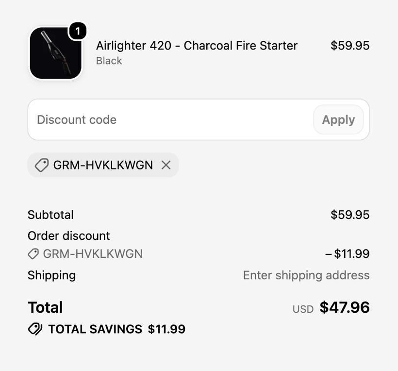 The Maker's cart with the Grommet discount already applied and the total savings shown