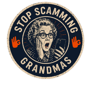 The Stop Scamming Grandmas stamp